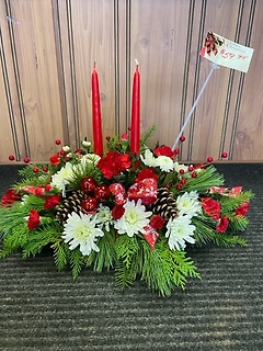 Two Candle Christmas Centerpiece
