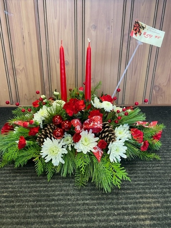 Two Candle Christmas Centerpiece