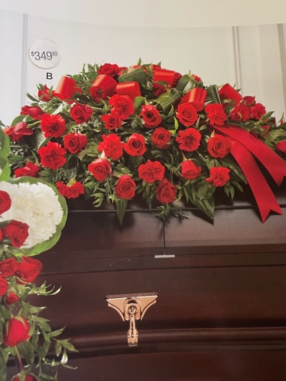 Red Rose and Carnation Casket Piece